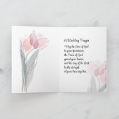 Liefde is Geduldig Roze Tulpen Bijbel Bruiloft Kaart (Binnen)