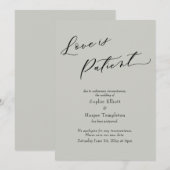 Liefde is Geduldig Saliegroen Uitgestelde Trouwkaa Kaart (Voorkant / Achterkant)