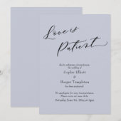 Liefde is geduldig stofblauw uitgesteld bruiloft K Kaart (Voorkant / Achterkant)