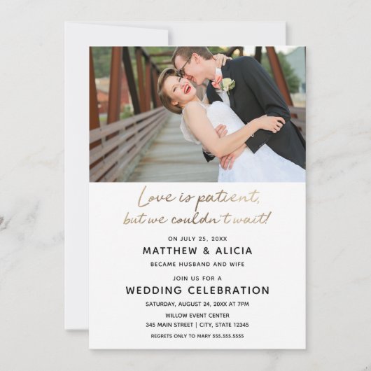 Liefde is geduldig Trouwkaart Borrel Kaart (Voorkant)