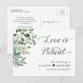 Liefde is Geduldig Uitgesteld Trouwfeest Chic Euca Briefkaart (Voorkant / Achterkant)