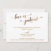 Liefde is Geduldig Uitgestelde Trouw Goud Script K Kaart (Voorkant)