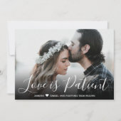 Liefde is Geduldig Uitgestelde Trouwdatum Aankondi Kaart (Voorkant)