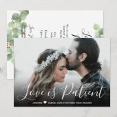 Liefde is Geduldig Uitgestelde Trouwdatum Aankondi Kaart (Voorkant / Achterkant)