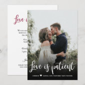 Liefde is Geduldig Uitgestelde Trouwkaart Aankondi Kaart (Voorkant / Achterkant)