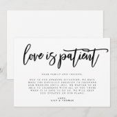 Liefde is Geduldig Uitstel Bruiloft Aankondiging (Voorkant / Achterkant)