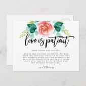 Liefde Is Geduldig Uitstel Van Trouwen Aankondigingskaart (Voorkant / Achterkant)