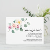 Liefde is geduldig uitstellen huwelijk eucalyptus kaart (Staand voorkant)