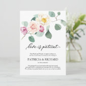 Liefde is geduldig uitstellen huwelijk eucalyptus kaart (Staand voorkant)