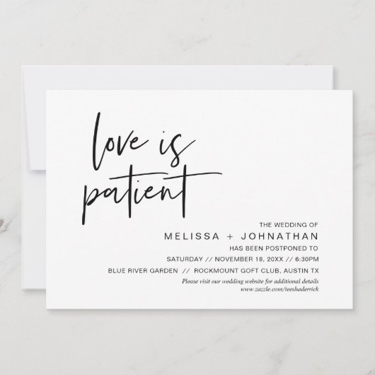 Liefde is geduldig, Verander onze trouwdatum Kaart (Voorkant)