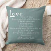 Liefde is geduldig (vers uit de Schrift) wit op bl Kussen (Deken)