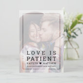 Liefde is Geduldig Vervagende Foto Minimalistische Save The Date (Staand voorkant)