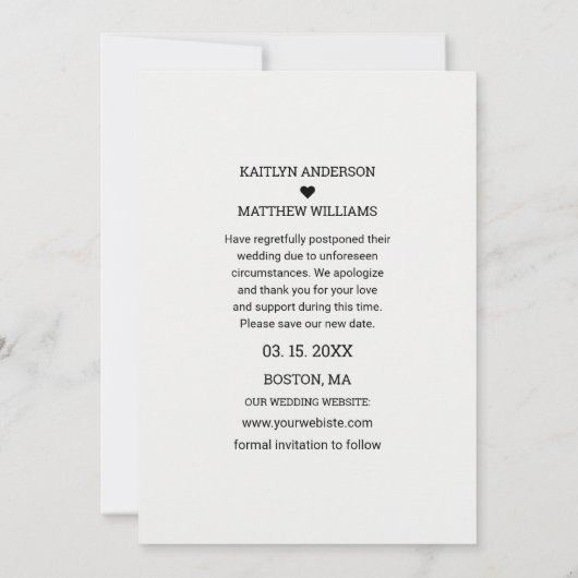 Liefde is Geduldig Vervagende Foto Minimalistische Save The Date (Achterkant)