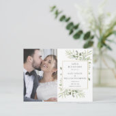 Liefde Is Geduldig Wegloop Huwelijksfoto Trouwen Aankondigingskaart (Staand voorkant)