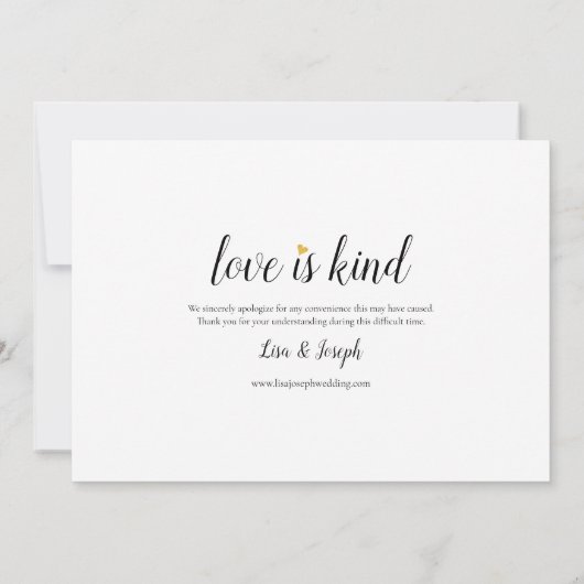 Liefde Is Geduldig Wijzig De Datum Uitstel Save The Date (Achterkant)