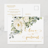 Liefde is geduldig Witte Bloemen Huwelijk uitgeste Briefkaart (Voorkant / Achterkant)