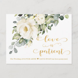 Liefde is geduldig Witte Bloemen Huwelijk uitgeste Briefkaart