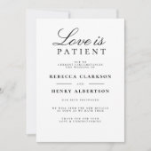 Liefde is Geduldig Zwart & Wit Huwelijksaankondigi Kaart (Voorkant)