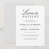Liefde is Geduldig Zwart & Wit Trouwkaart Aankondi Kaart (Voorkant / Achterkant)