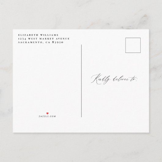 Liefde is Geduldig Zwart & Wit Uitgestelde Bruilof Uitnodiging Briefkaart (Achterkant)