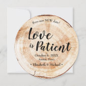 Liefde is geduldige bruiloft uitstel Wood Foto Kaart (Voorkant)