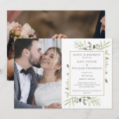 Liefde is geduldige elopement bruiloft aankondigin kaart (Voorkant / Achterkant)