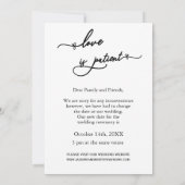 Liefde is geduldige kalligrafie uitgesteld huwelij save the date (Achterkant)