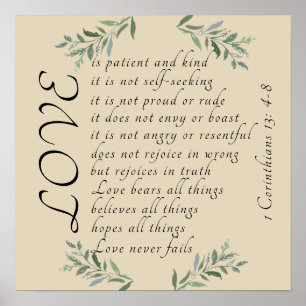 Liefde is geduldige liefde is een aardig poster