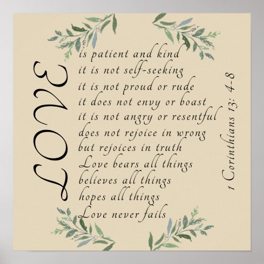 Liefde is geduldige liefde is een aardig poster (Voorkant)