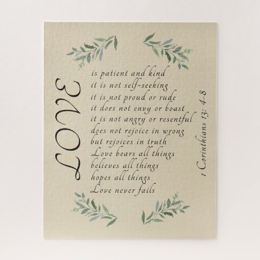 Liefde is geduldige liefde is een mooie raadsel legpuzzel (Verticaal)