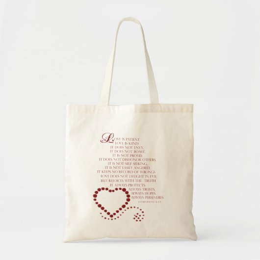 Liefde is geduldige liefde is soort 1 Korintiërs 1 Tote Bag (Voorkant)