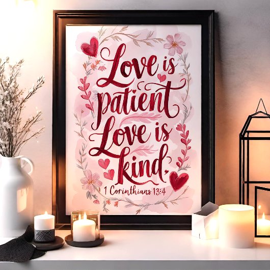 Liefde is geduldige liefde is vriendelijk 1 Korint Poster