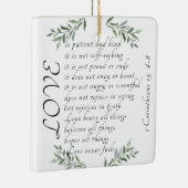 Liefde is geduldige liefde is vriendelijke kerstve keramisch ornament (Rechts)