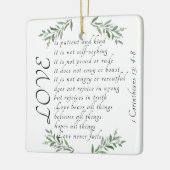 Liefde is geduldige liefde is vriendelijke kerstve keramisch ornament (Links)