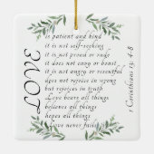 Liefde is geduldige liefde is vriendelijke kerstve keramisch ornament (Achterkant)