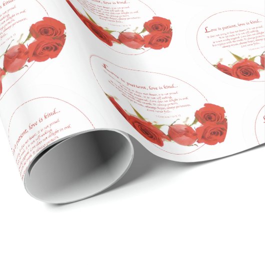 Liefde is Geduldige Rode Roos Cadeaupapier (Rol Hoek)