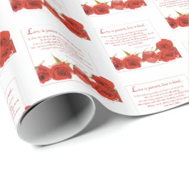 Liefde is Geduldige Rode Roos Cadeaupapier