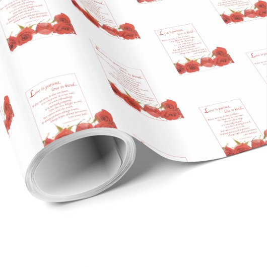 Liefde is Geduldige Rode Roos Cadeaupapier (Rol Hoek)