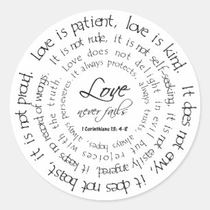 Liefde is geduldige zwart-witte ronde Sticker