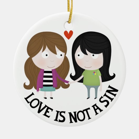 Liefde is geen zonde keramisch ornament (Voorkant)
