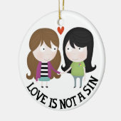 Liefde is geen zonde keramisch ornament (Links)