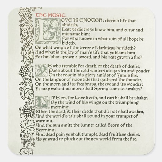 Liefde is genoeg, 1897 vierkante sticker (Voorkant)