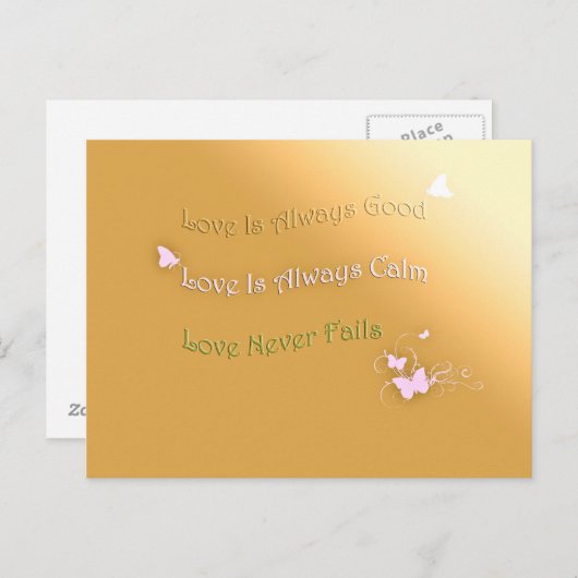 Liefde is goed, kalm en nooit mislukt briefkaart (Voorkant / Achterkant)
