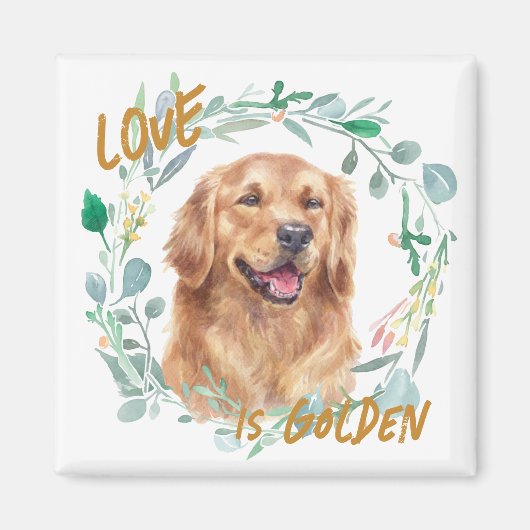 Liefde is Golden Retriever Wreath Magneet (Voorkant)