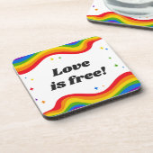 Liefde is gratis: Rainbow Pride Onderzetters (Linkerzijde)