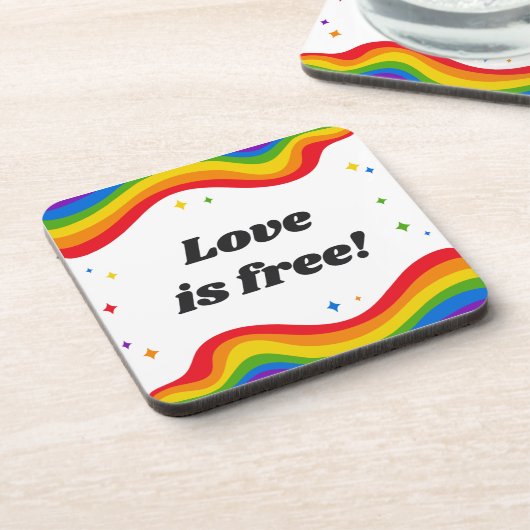 Liefde is gratis: Rainbow Pride Onderzetters (Linkerzijde)