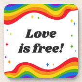 Liefde is gratis: Rainbow Pride Onderzetters (Voorkant)