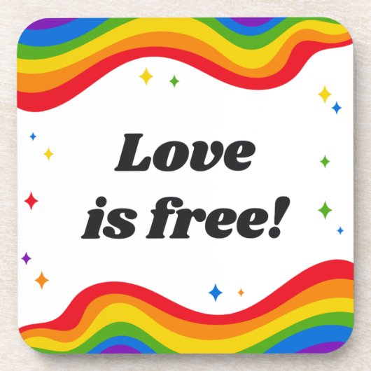 Liefde is gratis: Rainbow Pride Onderzetters (Voorkant)