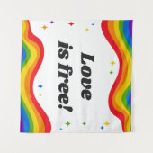 Liefde is gratis: Rainbow Pride Tapestry Wandkleed (Voorkant (horizontaal))