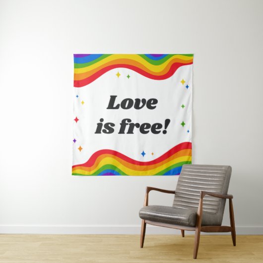 Liefde is gratis: Rainbow Pride Tapestry Wandkleed (In situ)
